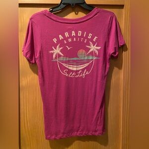 Salt Life Women’s Paradise Awaits Round Neck Fitted Short Sleeves T-Shirt Size S